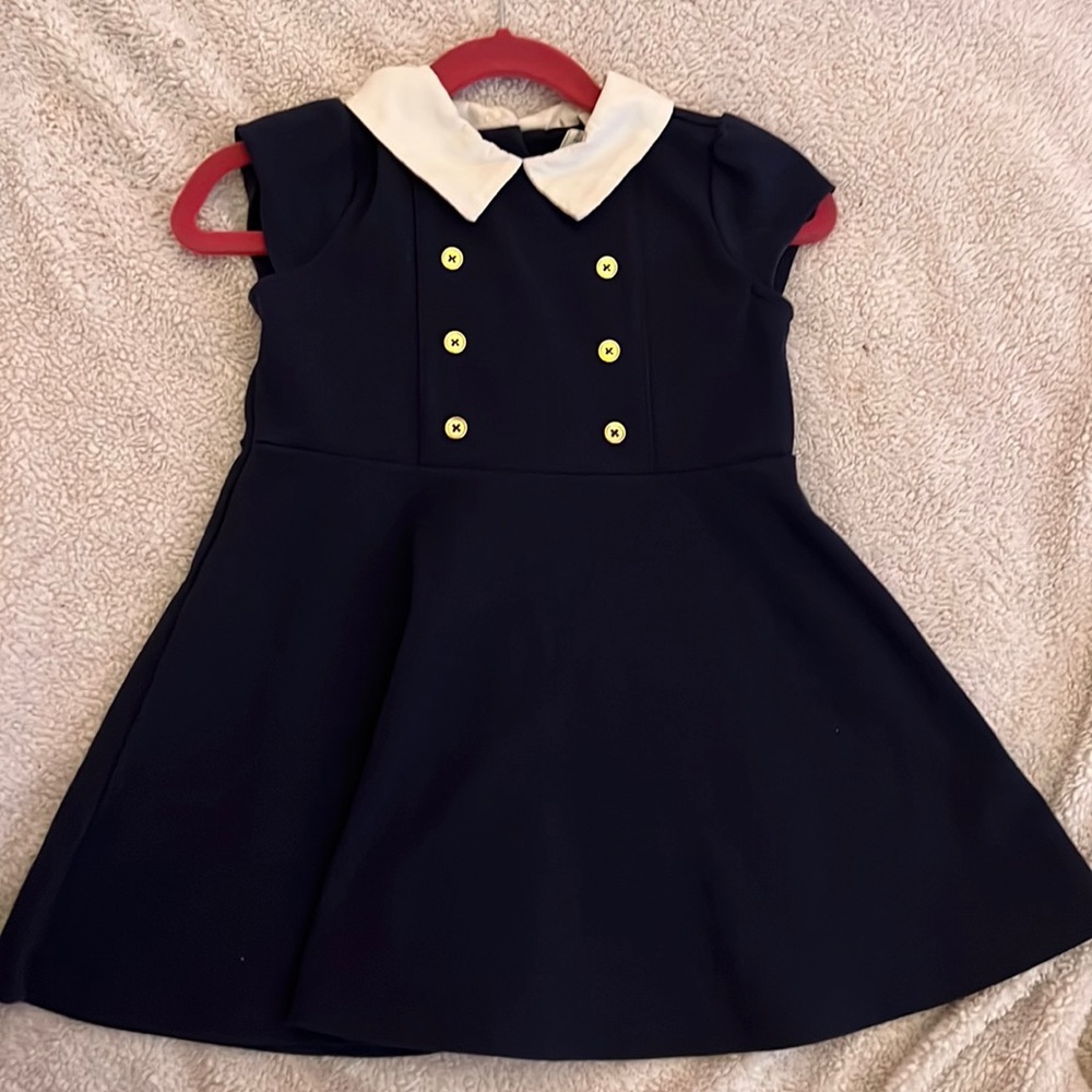 Navy and white collar dress